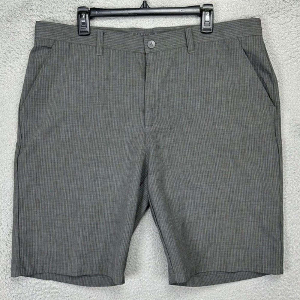 Matte Grey The Original Chino Shorts Mens 38 Grey Pinstripe Golf Flat Front Logo